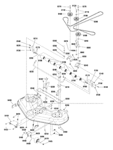 52-Inch Mower Clutch And Support Group Diagram and Parts List for ZT2752 2691040-01 Simplicity Lawn Tractor