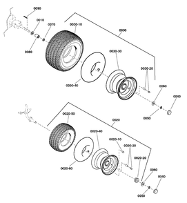 Wheels And Tires Diagram and Parts List for 2691668-02  Simplicity Lawn Tractor