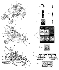 Decals Group - Safety And Common Group Diagram and Parts List for 2690940-00  Simplicity Lawn Tractor