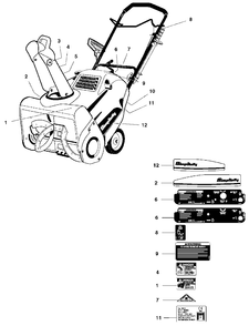Decals Group (178dg) Diagram and Parts List for 520M 1694585 Simplicity Snow Blower