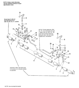 48-Inch Mower Deck - Height Adjusting And Roller Group Diagram and Parts List for 7116 1691434 Simplicity Lawn Tractor