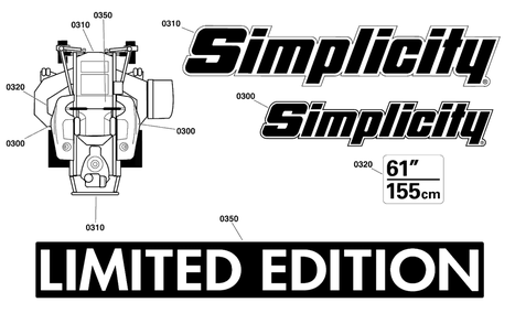 Decal Group - Brand And Model Diagram and Parts List for 5901798  Simplicity Lawn Tractor