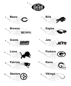 Decals - Snow Tackler Team Diagram and Parts List for 520M 1692917 Simplicity Snow Blower
