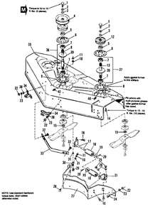 42-Inch And 48-Inch Mower Deck-Housing And Arbor Group Diagram and Parts List for 7116H 1690662 Simplicity Lawn Tractor