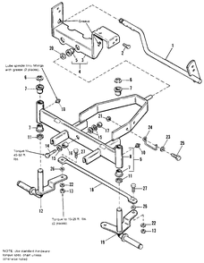 Front Axle Group - Later Models (See Notes Below) Diagram and Parts List for 4212H 1691270 Simplicity Lawn Tractor