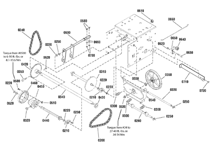 Traction Drive Group - Standard Diagram and Parts List for M1024E 1696645-00 Simplicity Snow Blower