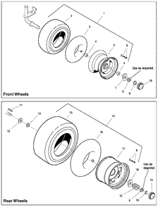 Wheels And Tires Group Diagram and Parts List for 2690947-00  Simplicity Lawn Tractor