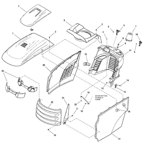 Hood, Grille And Dash Group Diagram and Parts List for 2690940-00  Simplicity Lawn Tractor