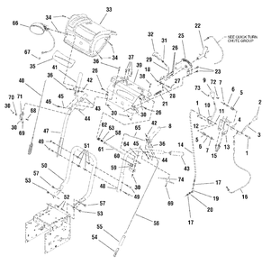 Handles And Controls Group Diagram and Parts List for L10575E 1694986 Simplicity Snow Blower
