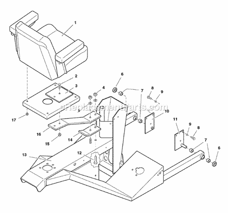 Seat Mount  Trailer Frame Group (7098Smfg) Diagram and Parts List for TW2061  Simplicity Lawn Tractor