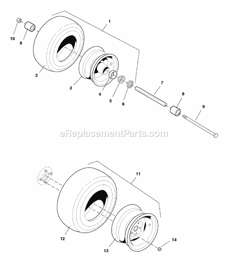 Wheels  Tires Group (7098Wtg) Diagram and Parts List for TW2061  Simplicity Lawn Tractor