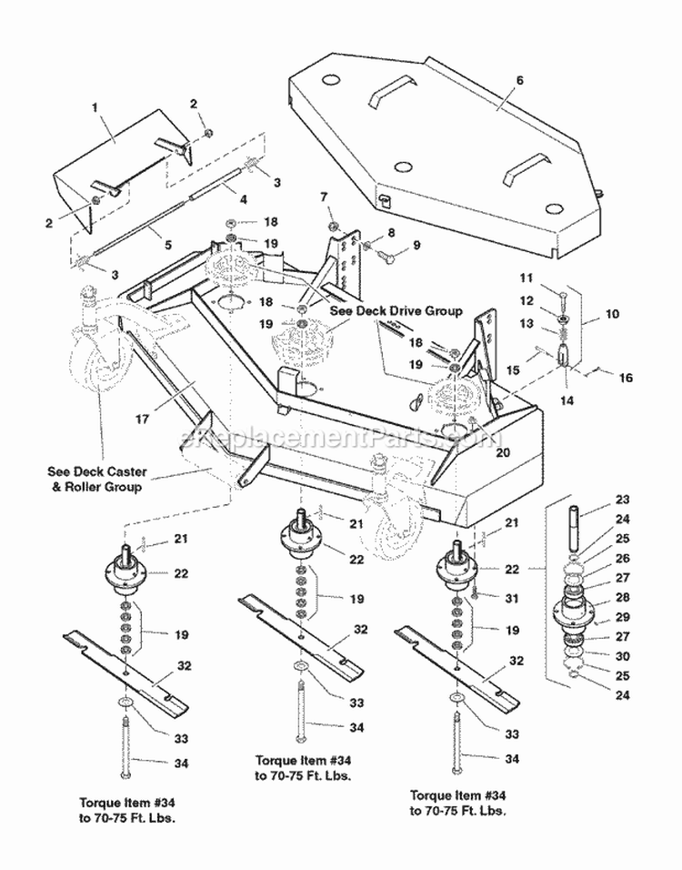 61 Mower Housing Cover Blade  Spindle Group (7098Cbsg) Diagram and Parts List for TW2061  Simplicity Lawn Tractor