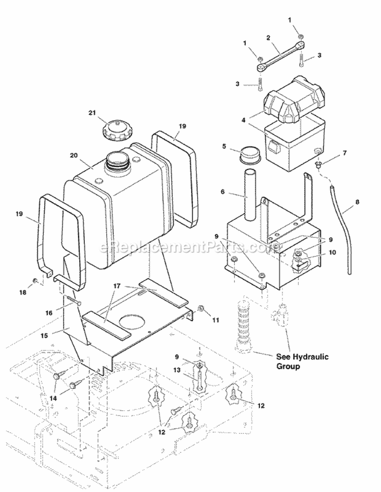 Fuel Tank Mount  Hydraulic Tank Group (7098Ftmg) Diagram and Parts List for TW2061  Simplicity Lawn Tractor
