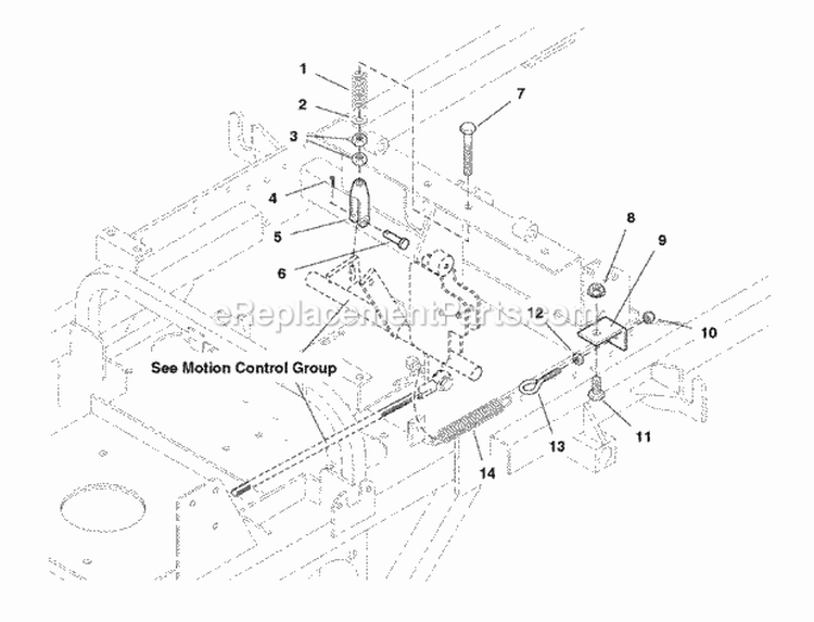 Motion Control - Neutral Return Group (7034Mcrg) Diagram and Parts List for ZT2148  Simplicity Lawn Tractor