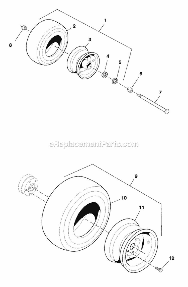 Tire  Wheel Group (7034Twg) Diagram and Parts List for ZT2148  Simplicity Lawn Tractor