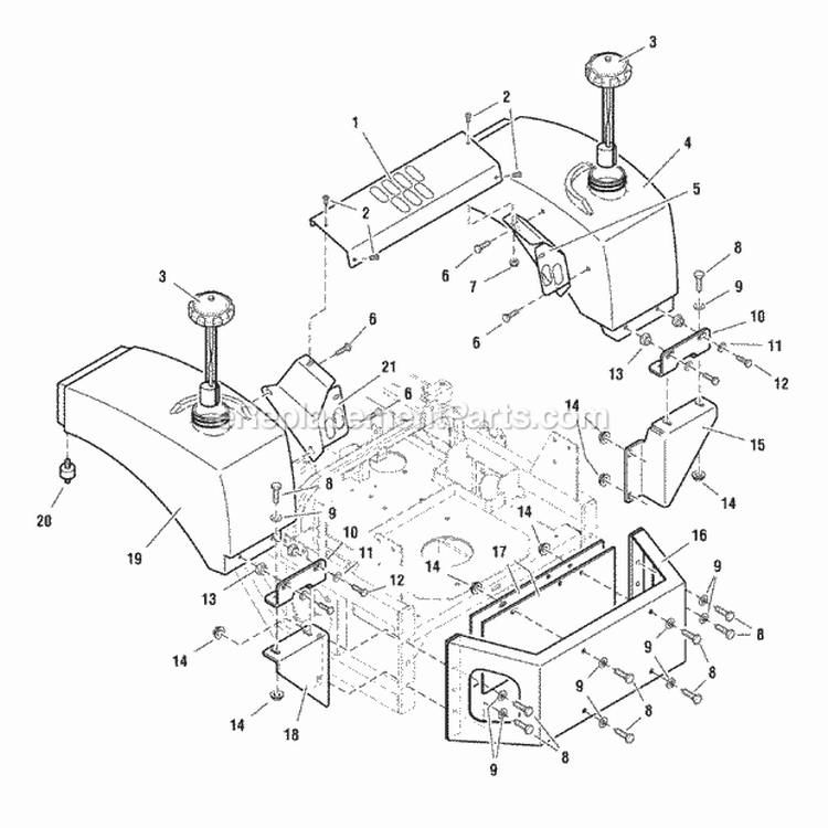Fuel Tank Mount  Bumper Group (SN 123  Below) (7090Ftg1) Diagram and Parts List for ZT2148T  Simplicity Lawn Tractor