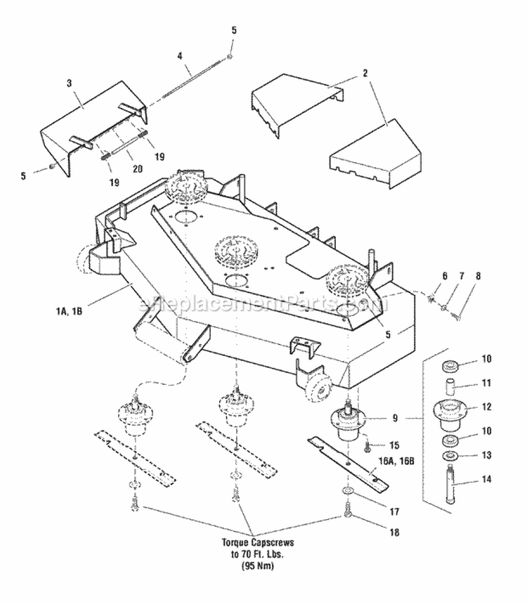 Mower Housing Cover Spindle  Blade Group (7090Mcsb) Diagram and Parts List for ZT2148T  Simplicity Lawn Tractor