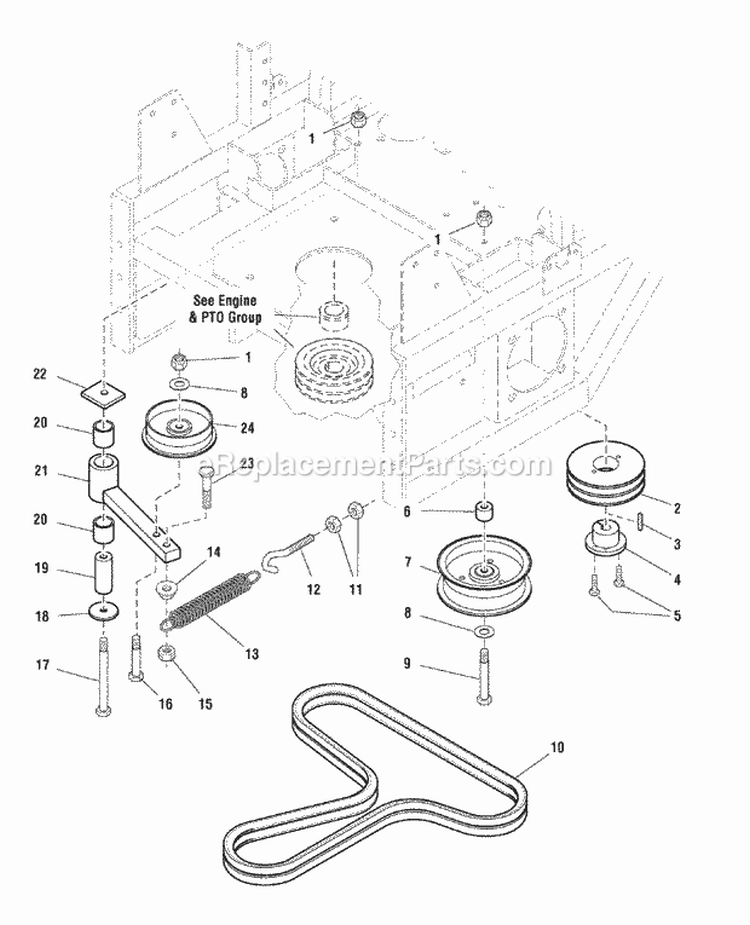 Pump Drive Group (7090Pdg) Diagram and Parts List for ZT2148T  Simplicity Lawn Tractor