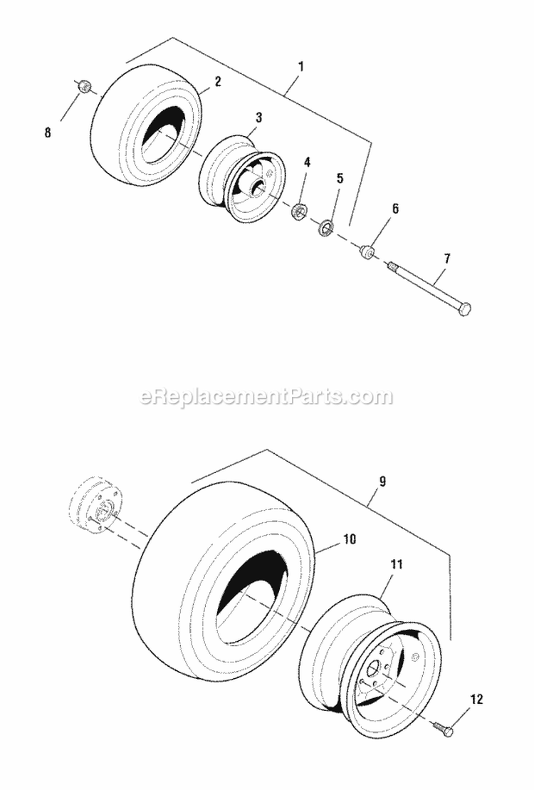 Tire  Wheel Group (7090Twg) Diagram and Parts List for ZT2148T  Simplicity Lawn Tractor