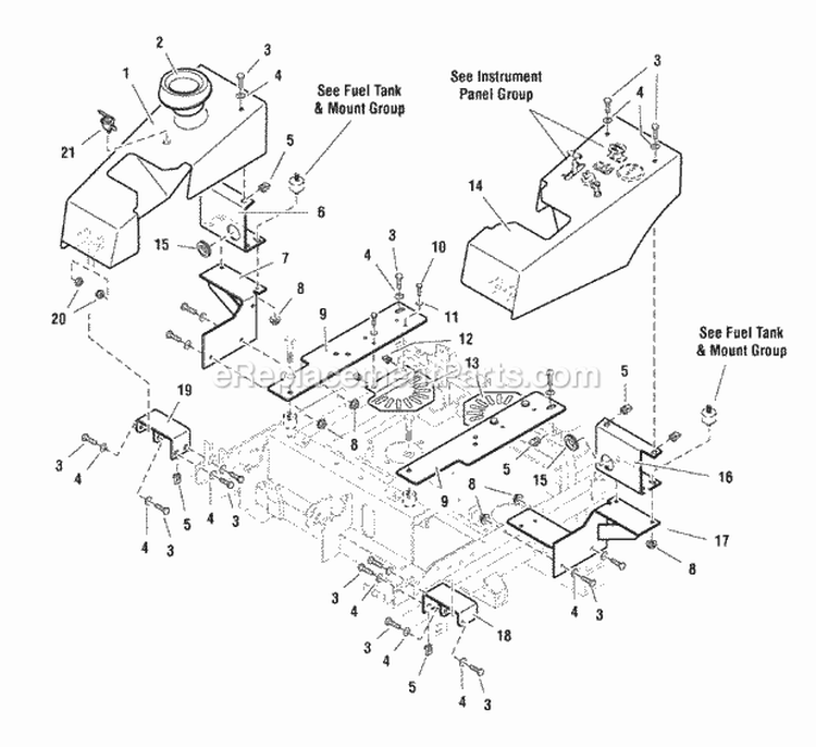 Control Cover  Mount Group (7090Ccmg) Diagram and Parts List for ZT2148T  Simplicity Lawn Tractor
