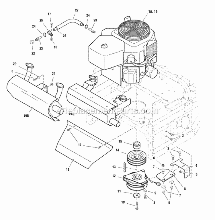 Engine Group - Pto (7090Epg) Diagram and Parts List for ZT2148T  Simplicity Lawn Tractor