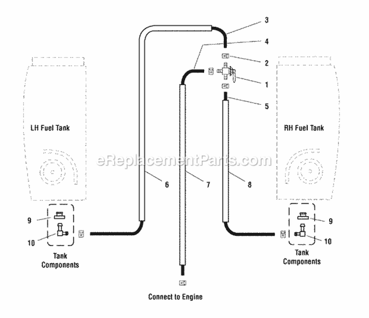 Fuel Supply Hose  Tank Replacement Part Group (SN 123  Below) (7090Trg1) Diagram and Parts List for ZT2148T  Simplicity Lawn Tractor