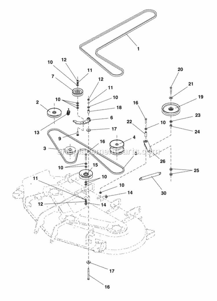54 Mower Drive Group (7010Mdg) Diagram and Parts List for ZT2354  Simplicity Lawn Tractor