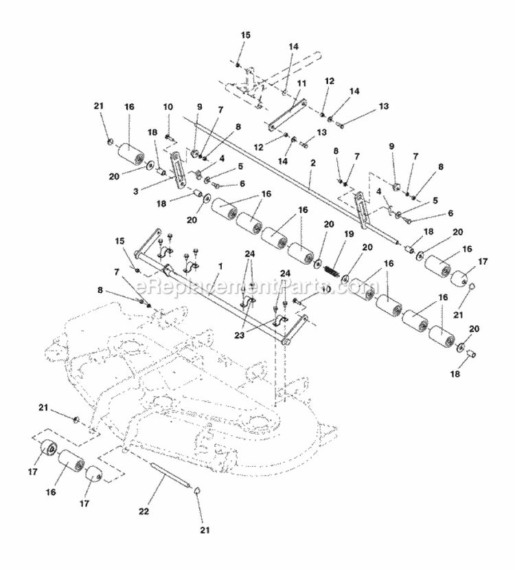 54 Mower Roller Bar Group (7010Mrbg) Diagram and Parts List for ZT2354  Simplicity Lawn Tractor
