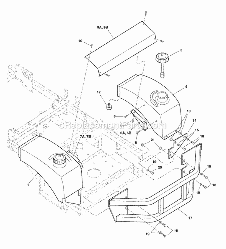 Fuel Tank  Bumper Group (7012Ftbg) Diagram and Parts List for ZT2561  Simplicity Lawn Tractor