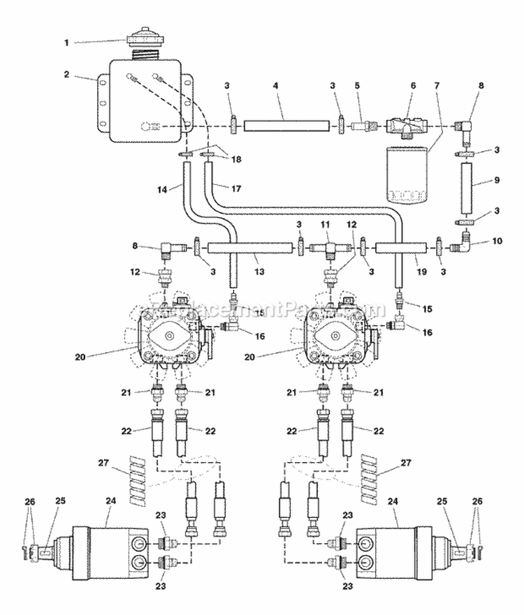 Hydraulic Group (SN 101-200) (7012Hg1) Diagram and Parts List for ZT2561  Simplicity Lawn Tractor