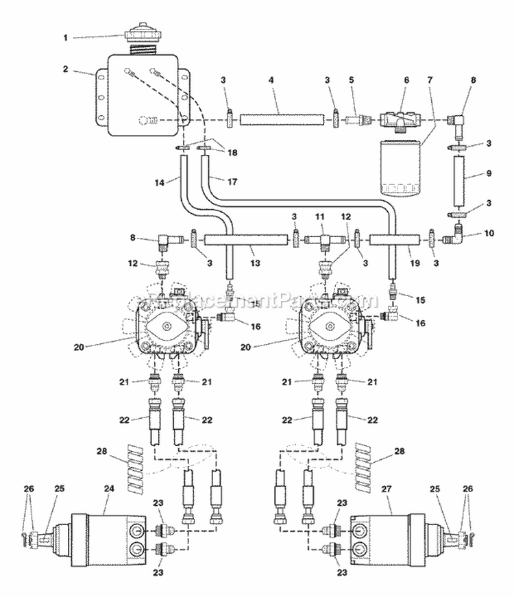 Hydraulic Group (SN 201  Up) (7012Hg2) Diagram and Parts List for ZT2561  Simplicity Lawn Tractor