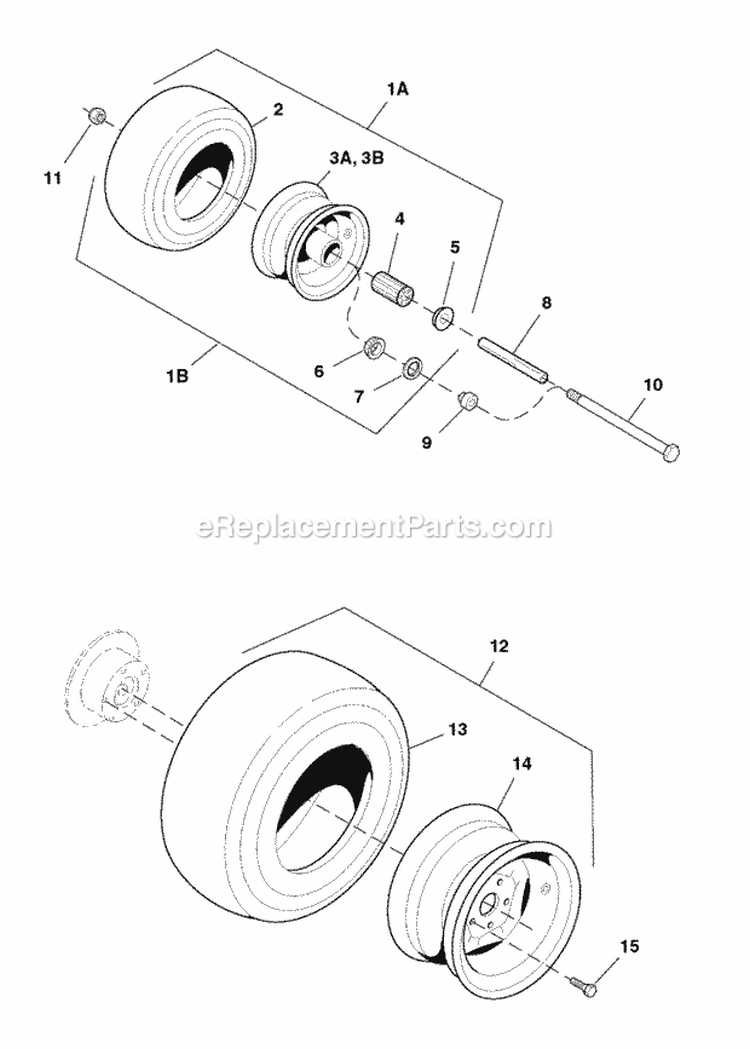 Wheels  Tires Group (7012Wtg) Diagram and Parts List for ZT2561  Simplicity Lawn Tractor