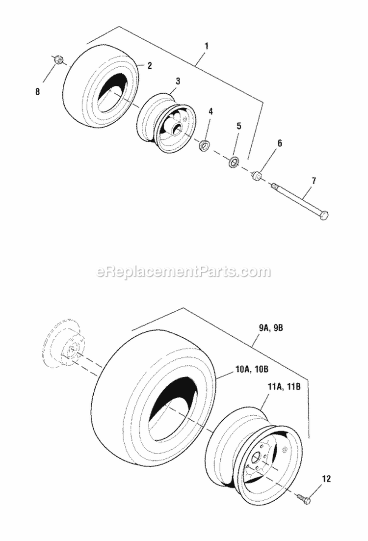 Wheels  Tires Group (7087Wtg) Diagram and Parts List for ZT2561F  Simplicity Lawn Tractor