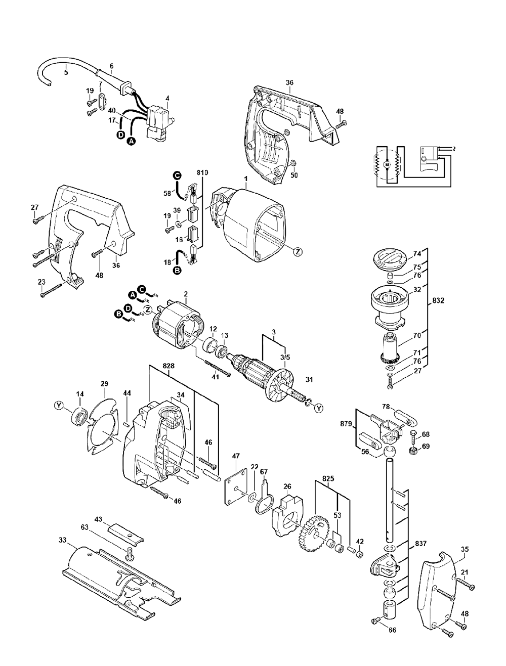 Fig-0 Diagram and Parts List for MMH4000  Skil Saw