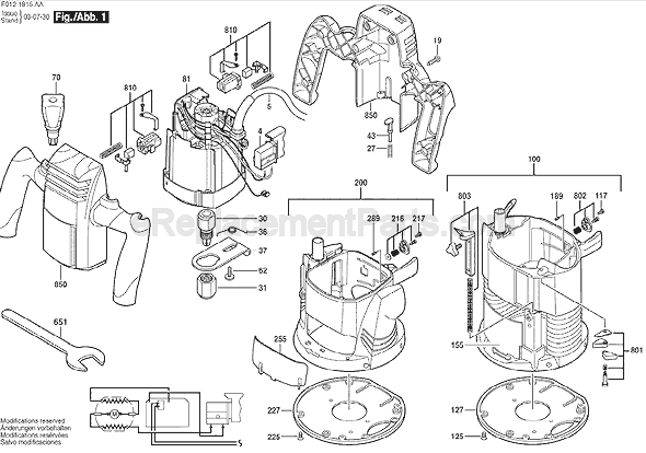 Page A Diagram and Parts List for 1820 2610917493 Skil Router