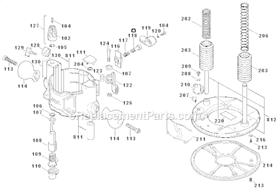 Page B Diagram and Parts List for 1827  Skil Router