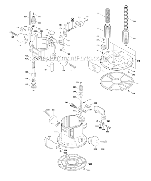 Page B Diagram and Parts List for 1830 F012183002 Skil Router
