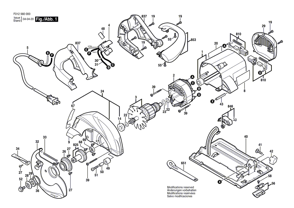 Fig-0 Diagram and Parts List for 5600-01  Skil Saw