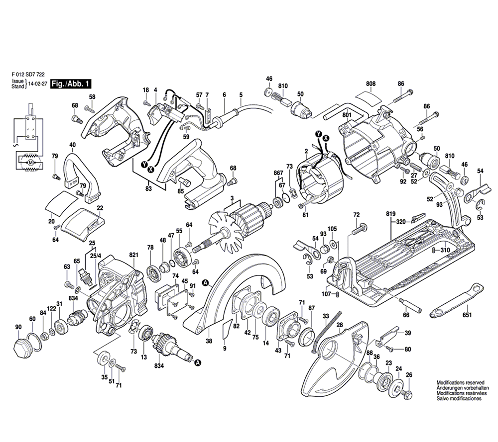 Fig-0 Diagram and Parts List for SHD77M-73  Skil Saw