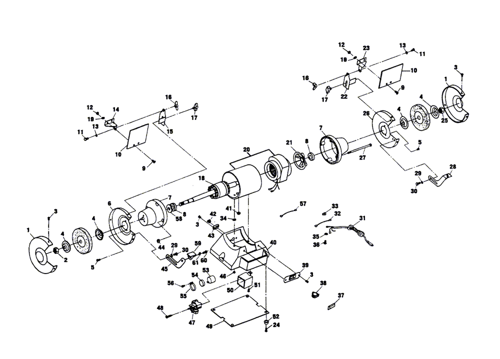Fig-0 Diagram and Parts List for 3698 Type-1 Skil Grinder