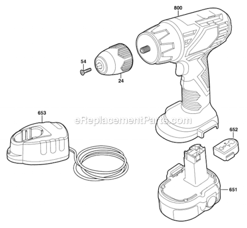 Page A Diagram and Parts List for 2250-01  Skil Cordless Drill