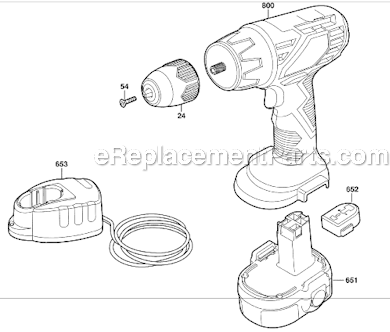 Page A Diagram and Parts List for 2250  Skil Cordless Drill