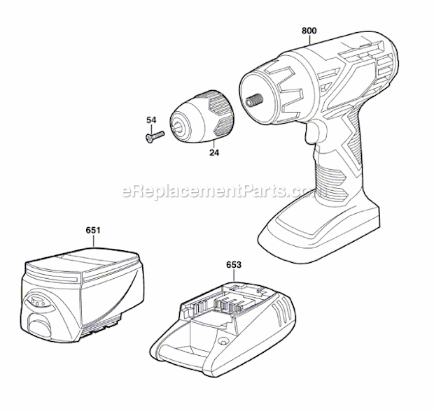 Page A Diagram and Parts List for 2860-10 F012286000 Skil Cordless Drill