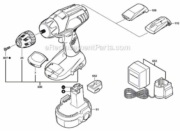 Page A Diagram and Parts List for 2866  Skil Cordless Drill