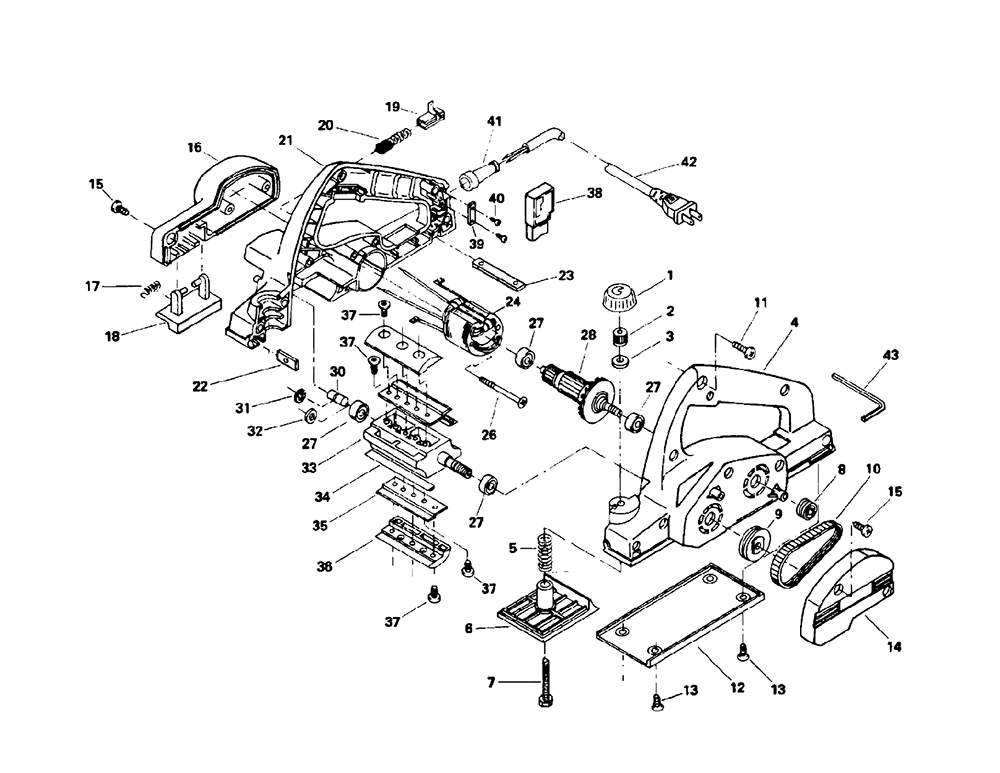 Fig-0 Diagram and Parts List for 1535 Type-1 Skil Planer Jointer