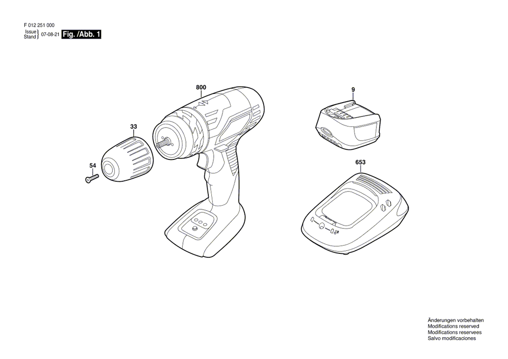 Fig-0 Diagram and Parts List for 2510-02  Skil Cordless Drill