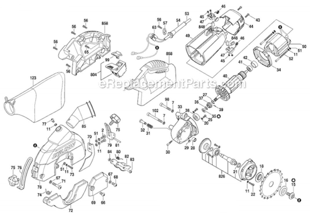 Page A Diagram and Parts List for 3601  Skil Circular Saw