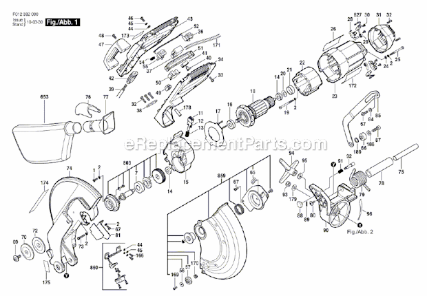Page A Diagram and Parts List for 3820  Skil Miter Saw
