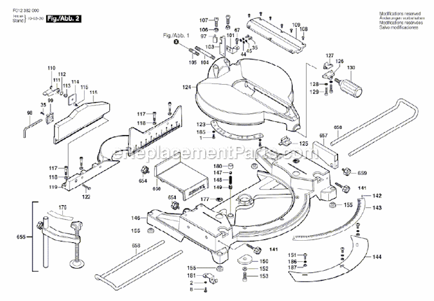 Page B Diagram and Parts List for 3820  Skil Miter Saw