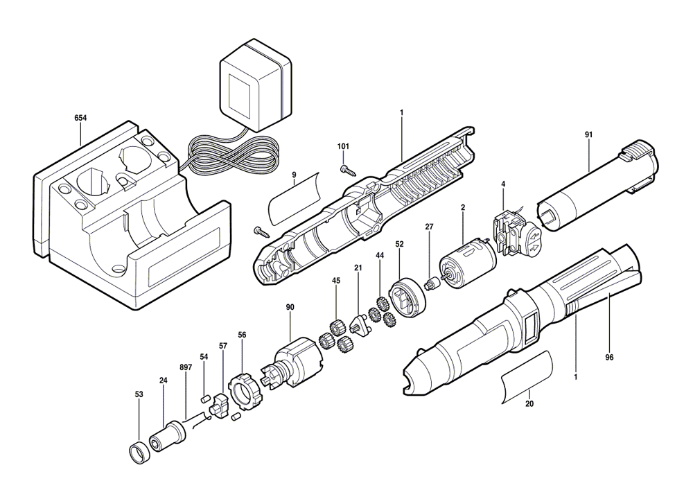 Fig-0 Diagram and Parts List for 2211-01  Skil Cordless Drill